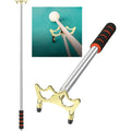 Portable Retractable Aluminum Pool Cue Stick Accessory with Removable Lower Rest Head for Billiards & Bridge