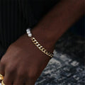 RisingMoonHigh Cuba Chain Hiphop Punk Choker Collar Chain Jewelry Stainless Steel Pearl Chain Bracelet Necklace for Men Women