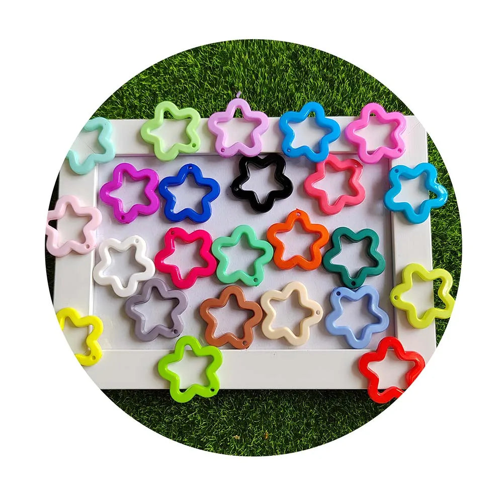 30mm Star Shape Hollow Out Beads Acrylic Jewelry Necklace Pendant Plastic Earring Charms for DIY Crafts