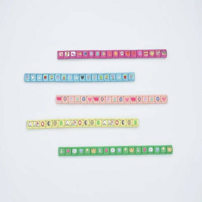 Cute Cartoon Colored Stainless Steel Italian Module Bracelet Personalized Creativity Detachable Gift Jewelry for Fashion Bangles