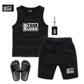 Drop Shipping Kids Summer Sports Casual Short Tank Top and Short Sets With Shoes Kids Clothing Sets