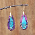 Bohemian Multi Colors Natural Stone Teardrop Jasper 18k Gold Hook Drop Dangle Earrings Girl Women Lady Quality Jewelry Wholesale