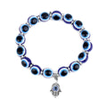 Handmade Turkish Devil's Eye and Fatima Hand Beaded Bracelet for Men and Women Evil Eye Stretch Glass for Fashion Accessory