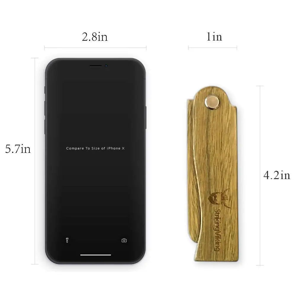 Striking Viking Folding Wooden Lice Comb Electric Men's Hair Beard and Mustache Comb Pocket Sized Sandal Wood