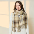 British Style Cashmere Classic Plaid Scarf Winter Warm Neck Tassel Shawl for Women
