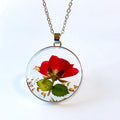 Ivy Mother's Day Gift Pressed  Rose Necklace with  Resin Jewelry  Dried Flower  Jewelry Women