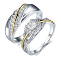 Fashion Couple Ring Set S925 Silver Rhodium Plated Princess CZ Engagement Wedding Ring Couple Jewelry Gift