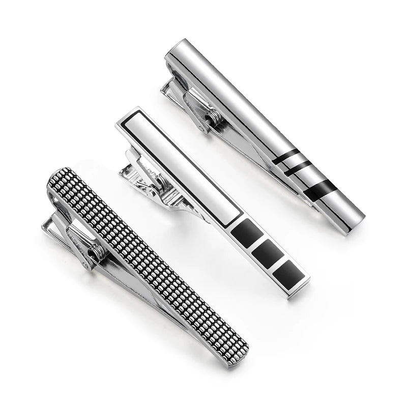 Ready to Ship High Quality DIY Fashion Metal Tie Bar 3 PCS Custom Brass Tie Pin for Wedding Engagement Party Suit for Men
