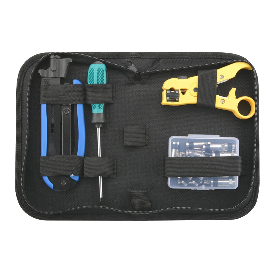 CATV Stripper Repair Tool 75-5 F Coaxial Cable Crimper Tool Kit for RG6 RG59 RG11 with F Compression