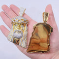 3" Tall Sterling Silver Iced Out Hip Hop Moissanite Diamond Jesus Pendant