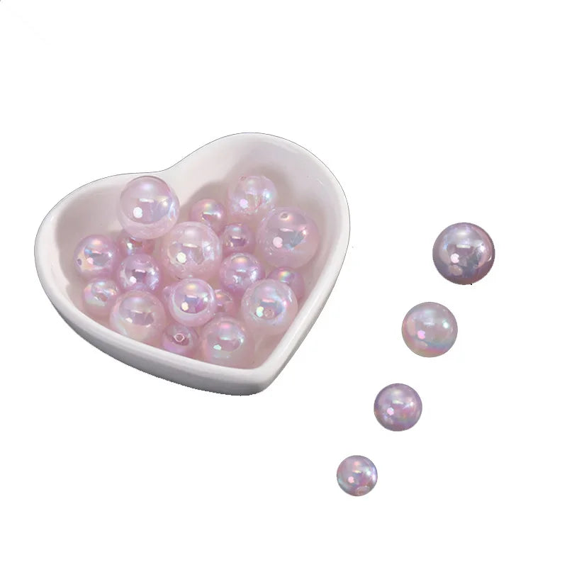 ABS 6-14mm Round Acrylic Jelly Color Loose Faux Pearls Beads With Hole DIY Necklace Bracelets Hair Accessories Jewelry Making