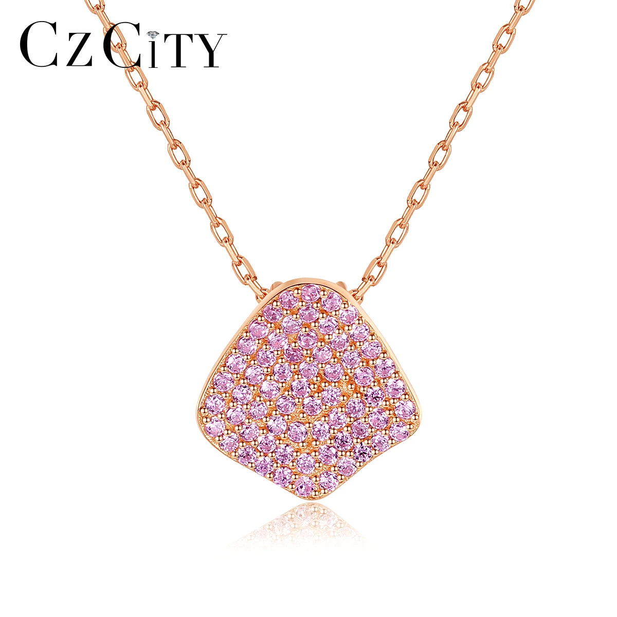 CZCITY 925 Sterling Silver Choker Natural Emerald Gemstone Diamond Pendant Jewelry AAA Zircon Necklace