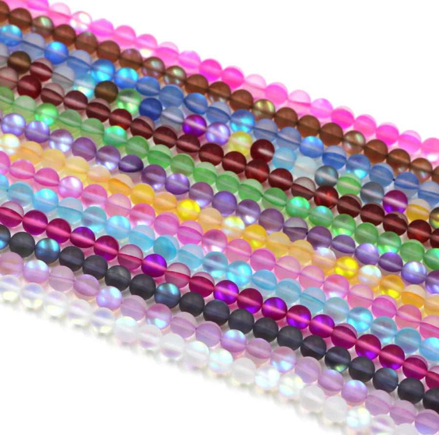 Wholesale Matte Frosted Aura Crystal Synthetic Labradorite Moonstone Loose Beads Premium Stone Beads for Jewelry Making