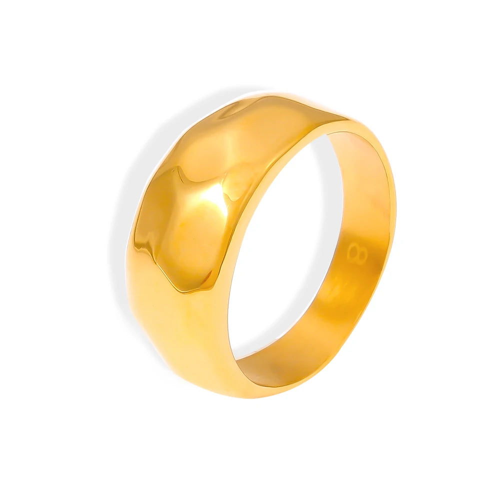 Europe and the United States Irregular Diamond Smooth Ring Small Cold Wind Design Stainless Steel Plated 18k Gold New Jewelry