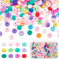 450pcs 6mm Polymer Clay Beads Rondelle Heishi Beads 12 Color Cotton Sugar Colored Vinyl Disc Beads Kit