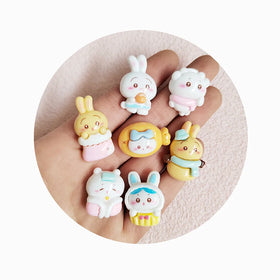 Assorted Rabbit Flatback Resin Kawaii Cabochons Cartoon Animal Fruit Cupcake Headwear Hairpin DIY Jewelry Charms