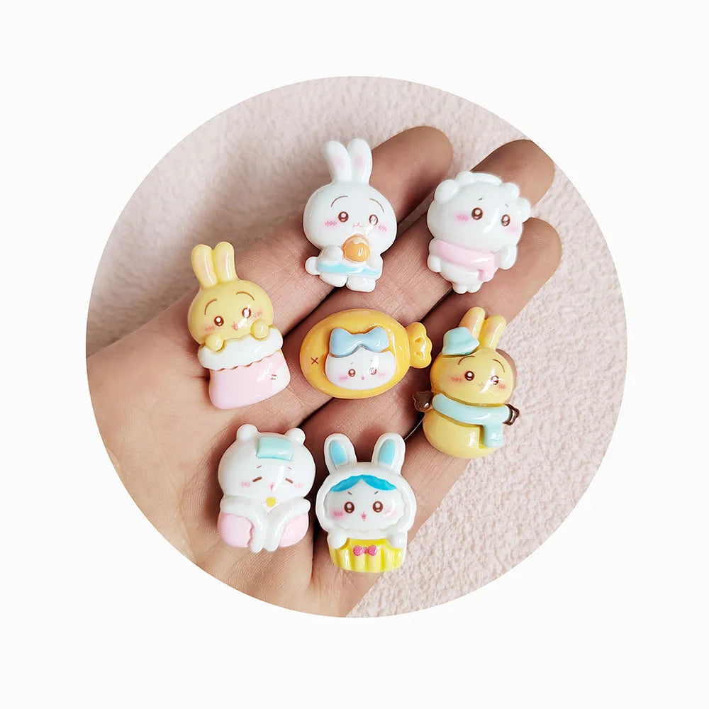 Assorted Rabbit Flatback Resin Kawaii Cabochons Cartoon Animal Fruit Cupcake Headwear Hairpin DIY Jewelry Charms