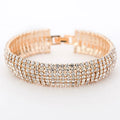 Vintage Gold & Rhodium Plated Bracelet with Rhinestone Pave Lines Fold-over Clasp Great for Parties Weddings Gift Idea for Women