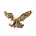 Vivid Vintage Gold Eagle Brooches Pin Big Eagle Brooch with Rhinestone