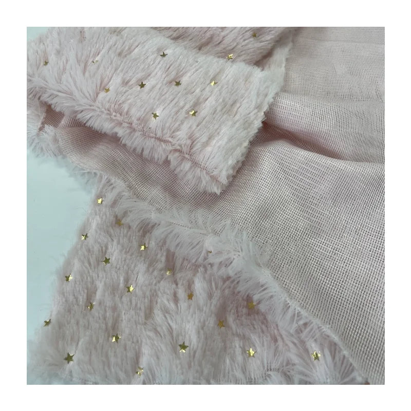 Oem Custom China Manufacture 100% Polyester Brushed Embroidered Beads Minky Plush Artificial Fake Faux Fur Fabric for Girls Home