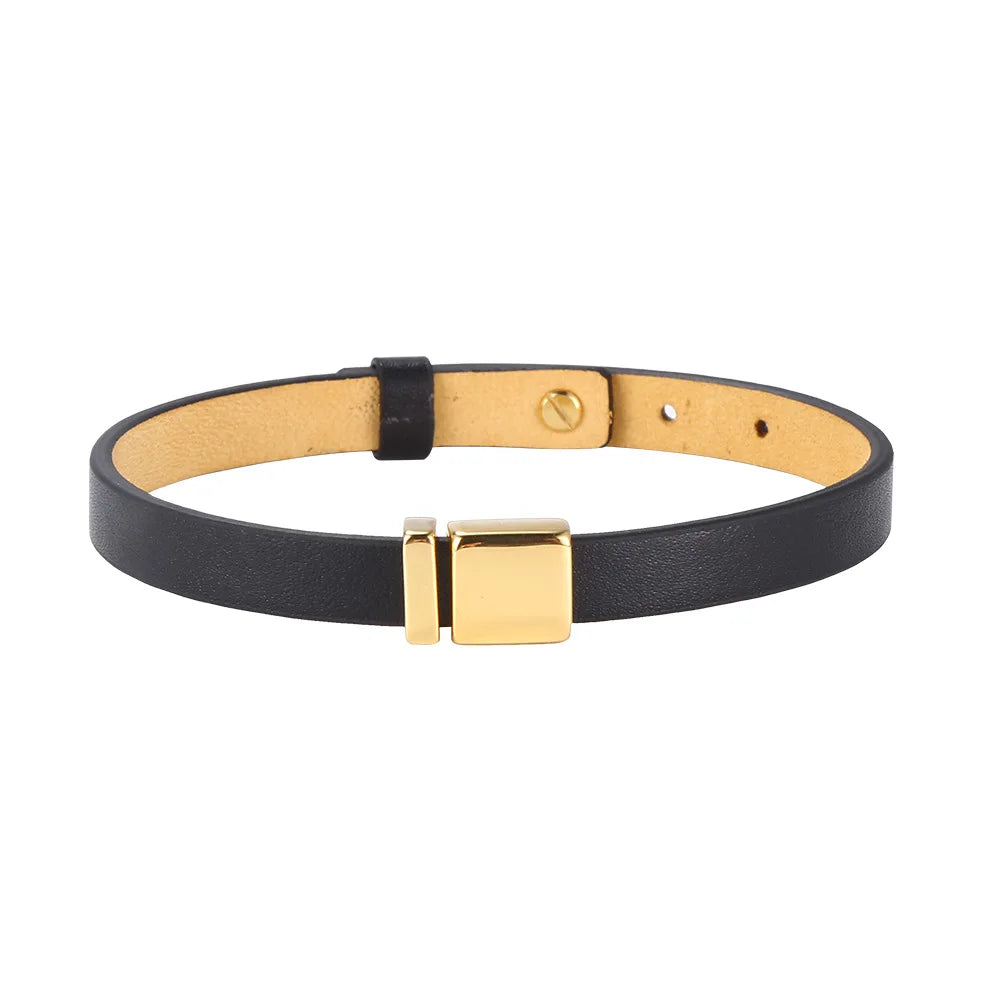 Men Simple Designer Handmade Leather Bracelet Ornament Jewelry Women Elegant Stainless Steel Buckle Bangle Bracelet for Couples