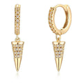 CAOSHI Hip Hop Jewelry 14K Gold Plated Cone Shaped Micro 4A Zircon Personality Geometric Drop Hoop Earrings for Women