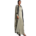 Wholesale Price Solid Color Lace Decoration batwing Sleeve Eid Daily Use Inner Clothes Out Satin Abaya Sets