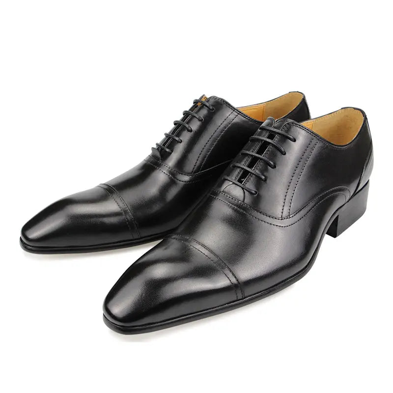Factory Wholesale Men's Oxford Dress Shoes Genuine Leather Lace-up Design Pointed Fashionable for Weddings Autumn Winter
