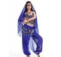 Blue Indian Egyptian Belly Dance Costumes Long Pant Bollywood Clothes Performance Wear Arab Dance Dress