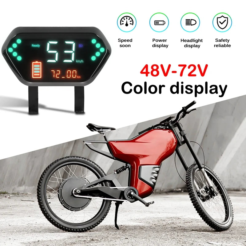 Universal 36V-72V LED Display for Electric Bicycles for Gokarts and Other Pedal Assisted Vehicles