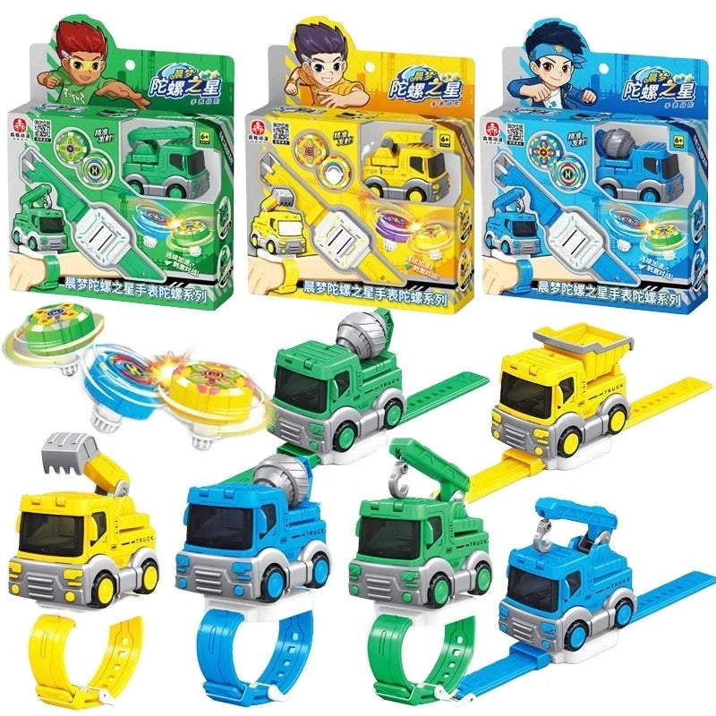 Multifunction Watch Rotating Spin Gyroscope Spinning Toy Plaything Battle Launcher Car Wind Spinner Toys