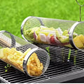 Modern 304 Stainless Steel Outdoor Barbecue Cage Cylindrical BBQ Smoke Net Barrel Tool for Camping Sustainable Design