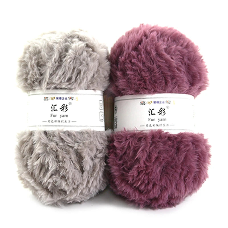 High Quality 100% Polyester Faux Fur Fancy Yarn Mink Like Crochet Yarn for Sweater 2rolls Per Bag