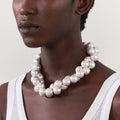 2024 New ZA Fashion Big Pearl Beads Chain Necklace Women Indian Statement Large Collar Big Bib Choker Necklace Jewelry