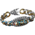 Men's Silver Plated Brass Turquoise Chain & Link Bangles with Nine Eyes Design Trendy Anniversary Jewelry