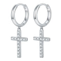 Silver Moissanite Earrings Cross Hanging Moissanite Diamond S925 Sterling Silver Earrings