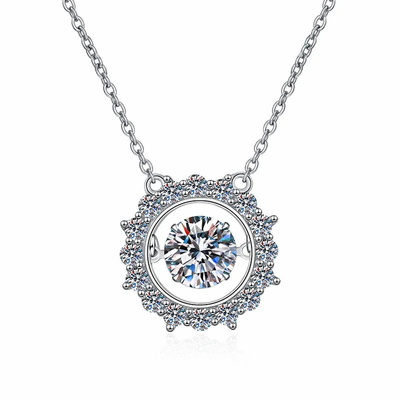 Hot Sale 925 Sterling Silver Necklace Female Moissanite Pendant Love Smart Clavicle Chain 1 Carat D Color Moissanite Necklace