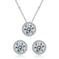 Classic Design 8mm Cubic Zirconia Diamond Stud Earrings and Necklace Fine Jewelry 925 Sterling Silver Women Jewelry Set