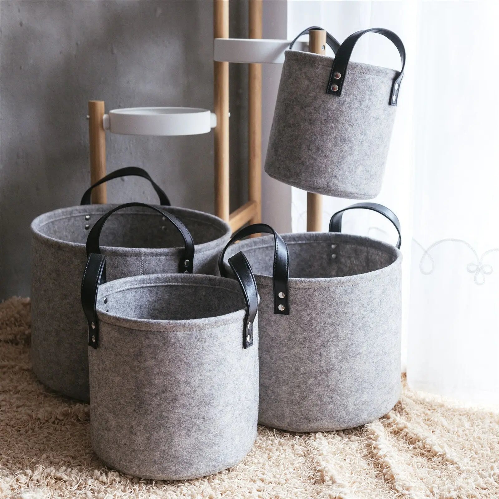 Large Laundry Hamper Felt Storage Baskets Style Laundry Storage Collapsible Laundry Basket with Handles