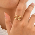 Fashion Dainty Personalized Jewelry Non Tarnish Gold Plated Stainless Steel Irregular Cuff  Rings