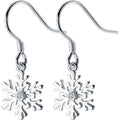 Snowflake Shape with Small Zircon Stone 925 Sterling Silver Dangle Drop Earrings Fine Jewelry for Women