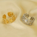Beimai OEM Ring Vintage Titanium Steel Hollow Flower Adjustable Ring