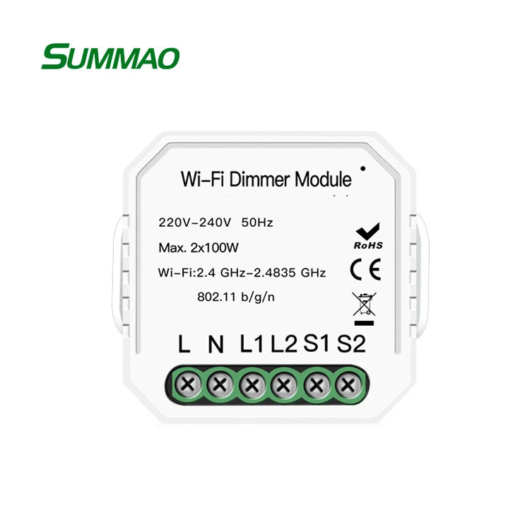 SUMMAO Tuya APP Smart Wifi Dimmer Switch Module Control LED Light Dimmer for Home Use 150W Max. Load Remote Control