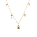 High Polished S925 Silver Lock Key Necklace Gold Plated Sterling Silver CZ Zircon Key Lock Pendant Necklace for Women Gift