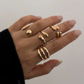 Fashion Style Smooth Water Drop Hug Open Ring Baroque Irregular Imitated Pearl Rings Set for Women