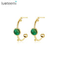 SP-LAM Ear Cuff Woman Turquoise Drop All Green Stone Non Tarnish Korean Elegant Circle Earing 2021 Trendy Earring Hoop