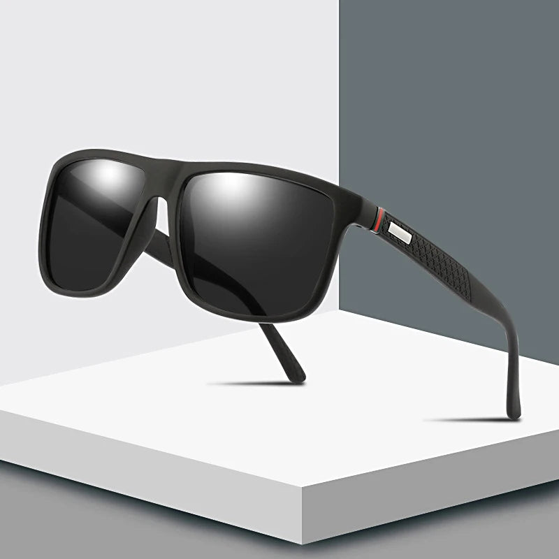 Luxury Men's Square Plastic Sunglasses with Polarized Lenses Fashion Design for Driving Oculos Sun Glasses