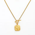 High End  18K Gold Plated Texture Toggle Square Pendant Necklace Stainless Steel PVD Plated Jewelry Trendy Jewelry Women Gift