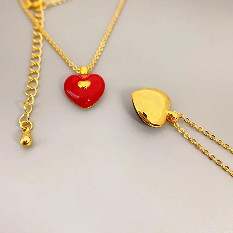 New Candy Color Enamel Glaze Dropped Oil Heart Shaped Pendant Necklace Summer Simple Fashion Necklace
