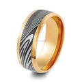 POYA 8mm Casual Etched Damascus Steel Stainless Steel Ring  Rose Gold Polished Promise Ring for Him Wedding Band